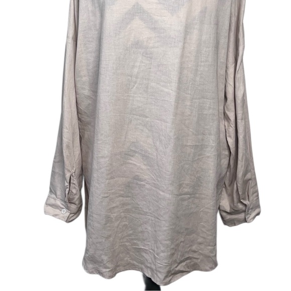 NWT Love Tree Lagenlook Sz M Linen Blend Cream Neutral Button-Down Front Shirt - Picture 6 of 11